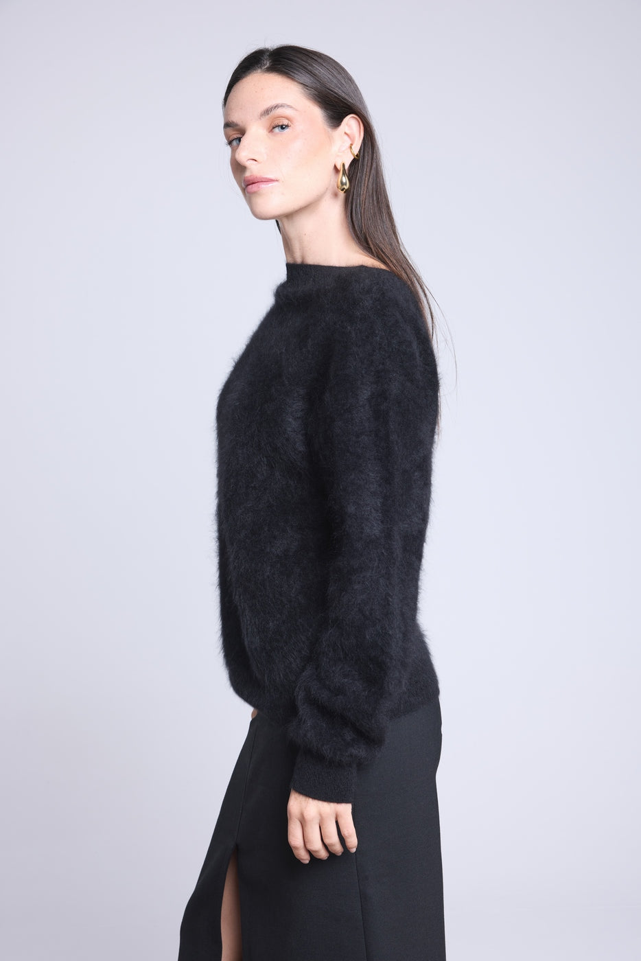 Oversized trui van geborsteld kasjmier Brushy - Zwart - Dames - 100% geborsteld kasjmier