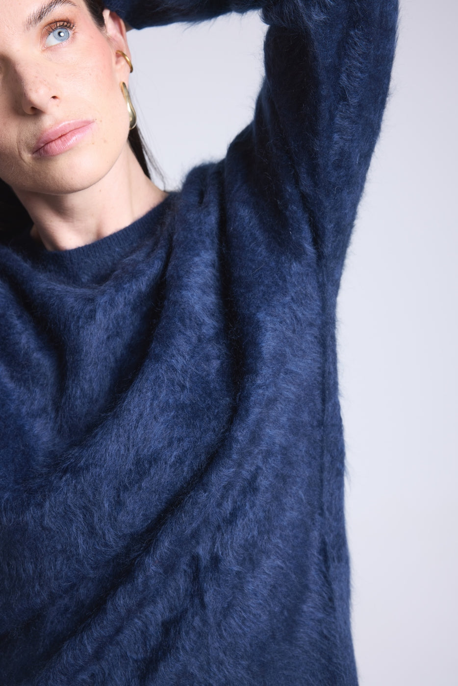 Oversize Striktrøje I Børstet Kashmir Brushy - Marineblå - Dame - 100% Børstet Kashmir