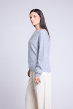 Oversize Striktrøje I Børstet Kashmir Brushy - Lysegrå - Dame - 100 % børstet kashmir
