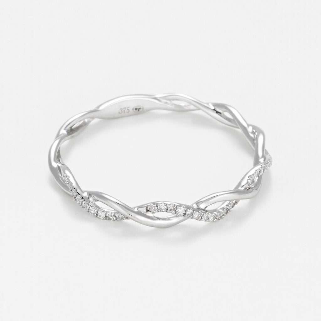 Anillo "Twist" D0.06Cts/29 - Oro blanco 375/1000
