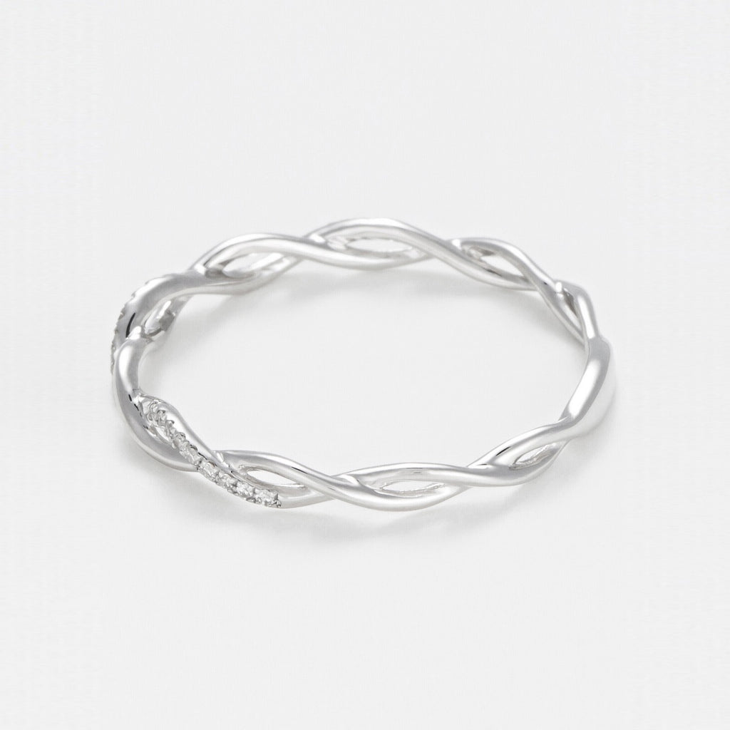 Anillo "Twist" D0.06Cts/29 - Oro blanco 375/1000