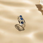 Bague "Trio De Saphir" D0,09Ct/20 + Saphir0,69Ct/3
