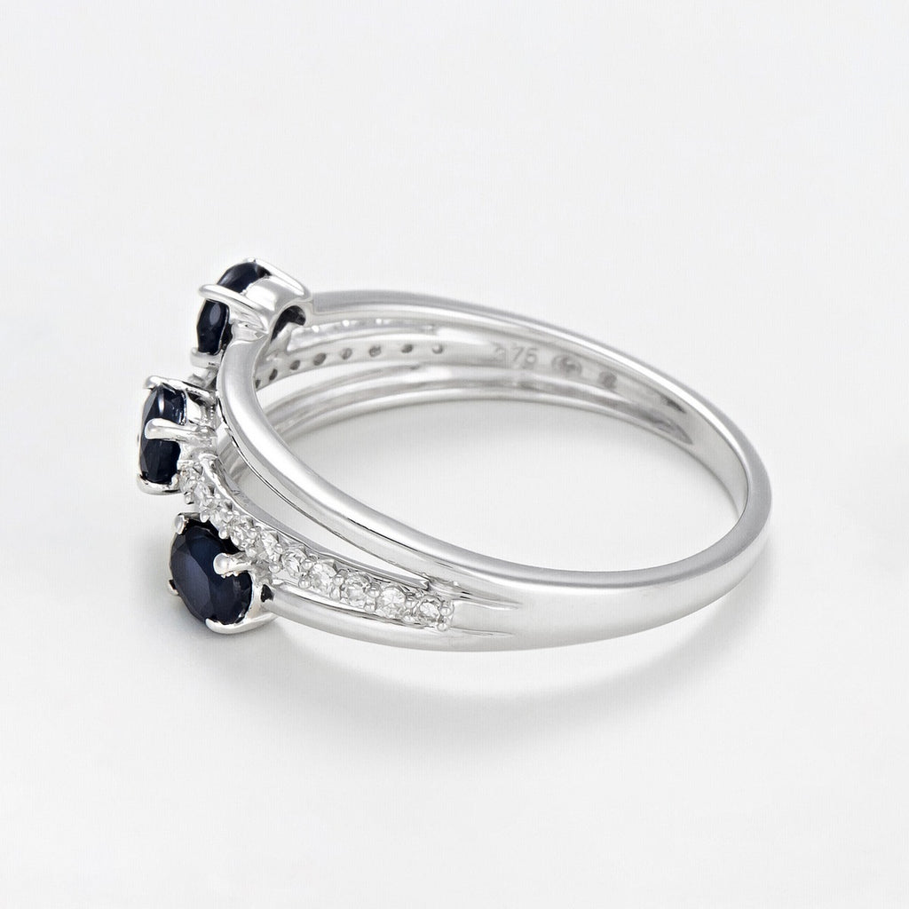 Bague "Trio De Saphir" D0,09Ct/20 + Saphir0,69Ct/3
