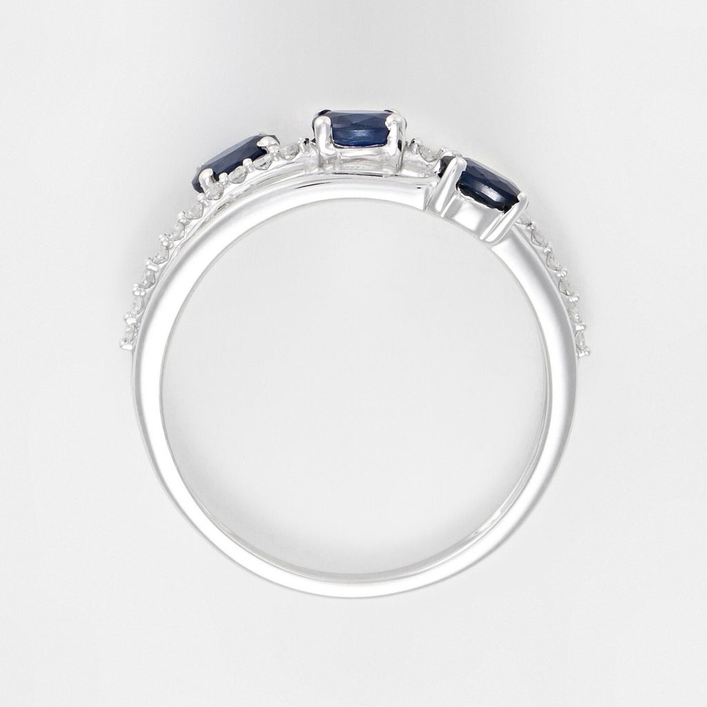 Bague "Trio De Saphir" D0,09Ct/20 + Saphir0,69Ct/3