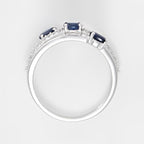 Bague "Trio De Saphir" D0,09Ct/20 + Saphir0,69Ct/3
