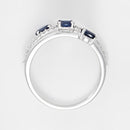 Bague "Trio De Saphir" D0,09Ct/20 + Saphir0,69Ct/3 - Or Blanc