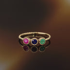 Ring "Trio Précieux 0.11Ct/3" 375/1000 Yellow Gold