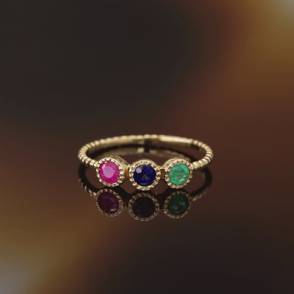 Ring "Trio Précieux 0.11Ct/3" 375/1000 Yellow Gold