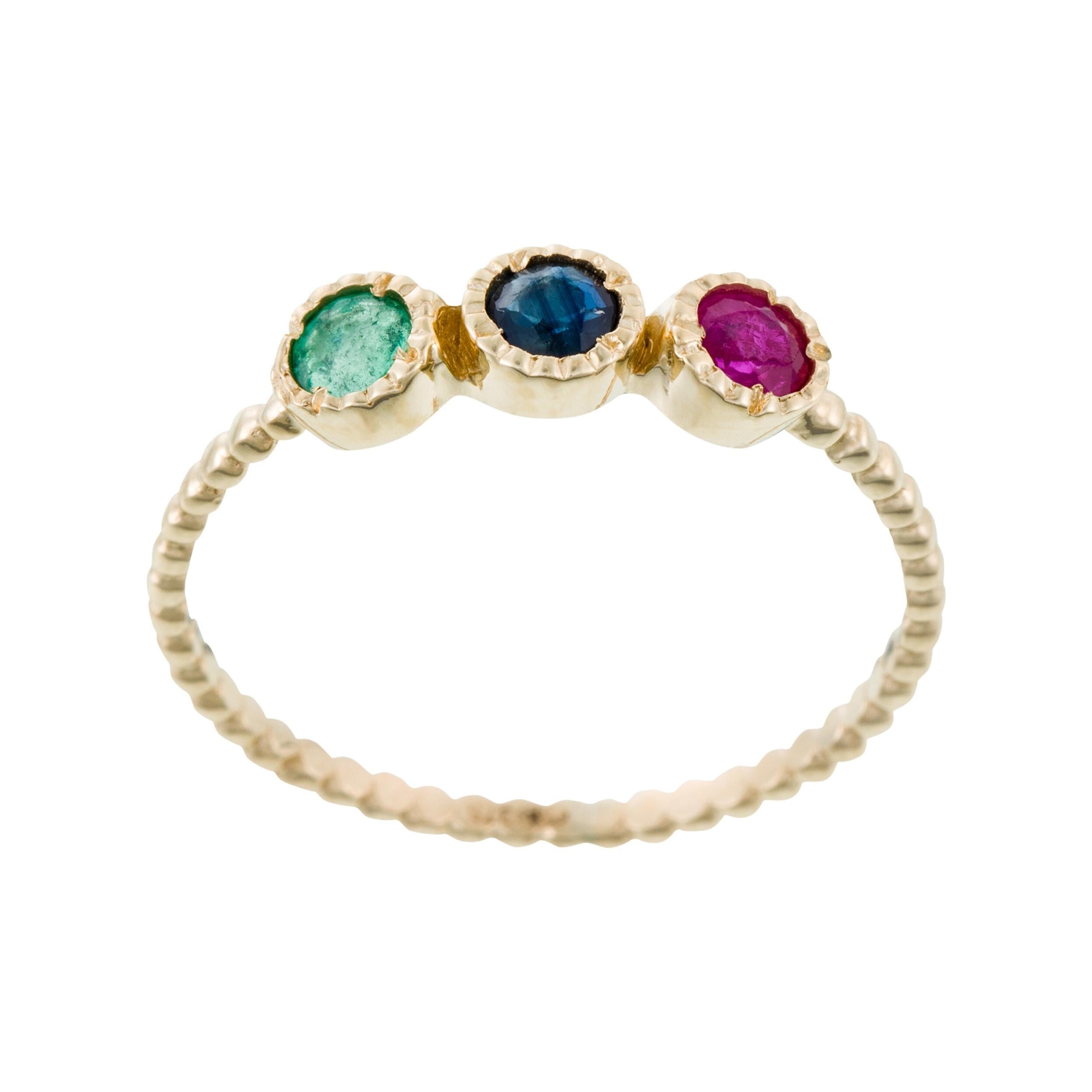 Ring "Trio Précieux 0.11Ct/3" 375/1000 Yellow Gold
