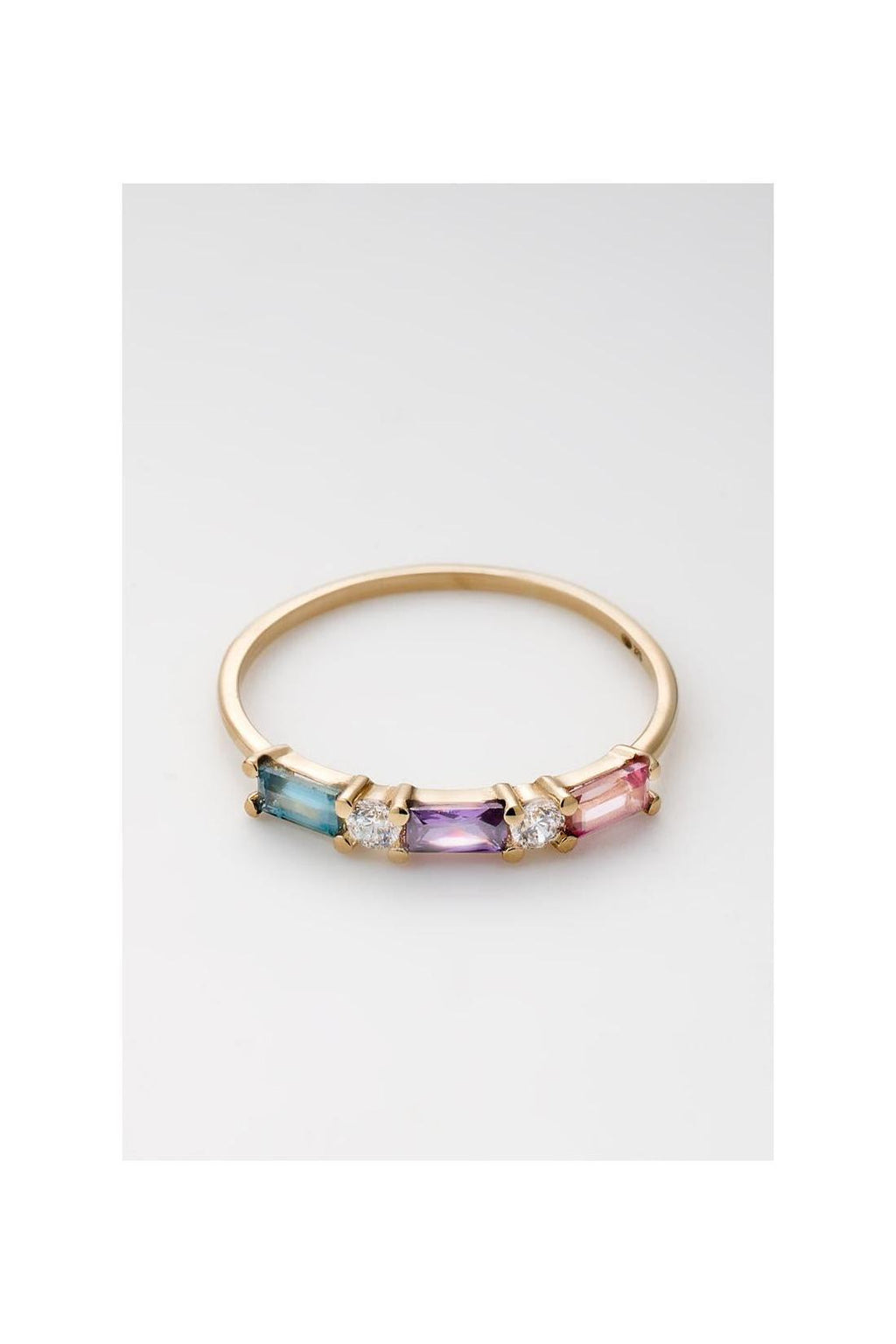 “Hazel” Ring 375/1000 Yellow Gold And Semiprecious St