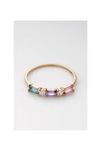 “Hazel” Ring 375/1000 Yellow Gold And Semiprecious St