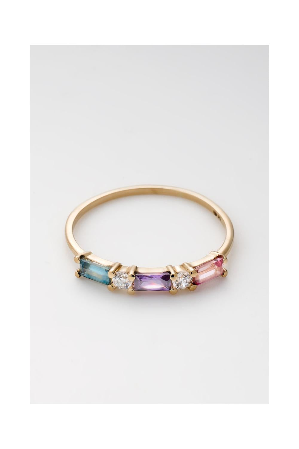 Bague "Hazel" Or Jaune 375 / 1000 Et Semiprecious St