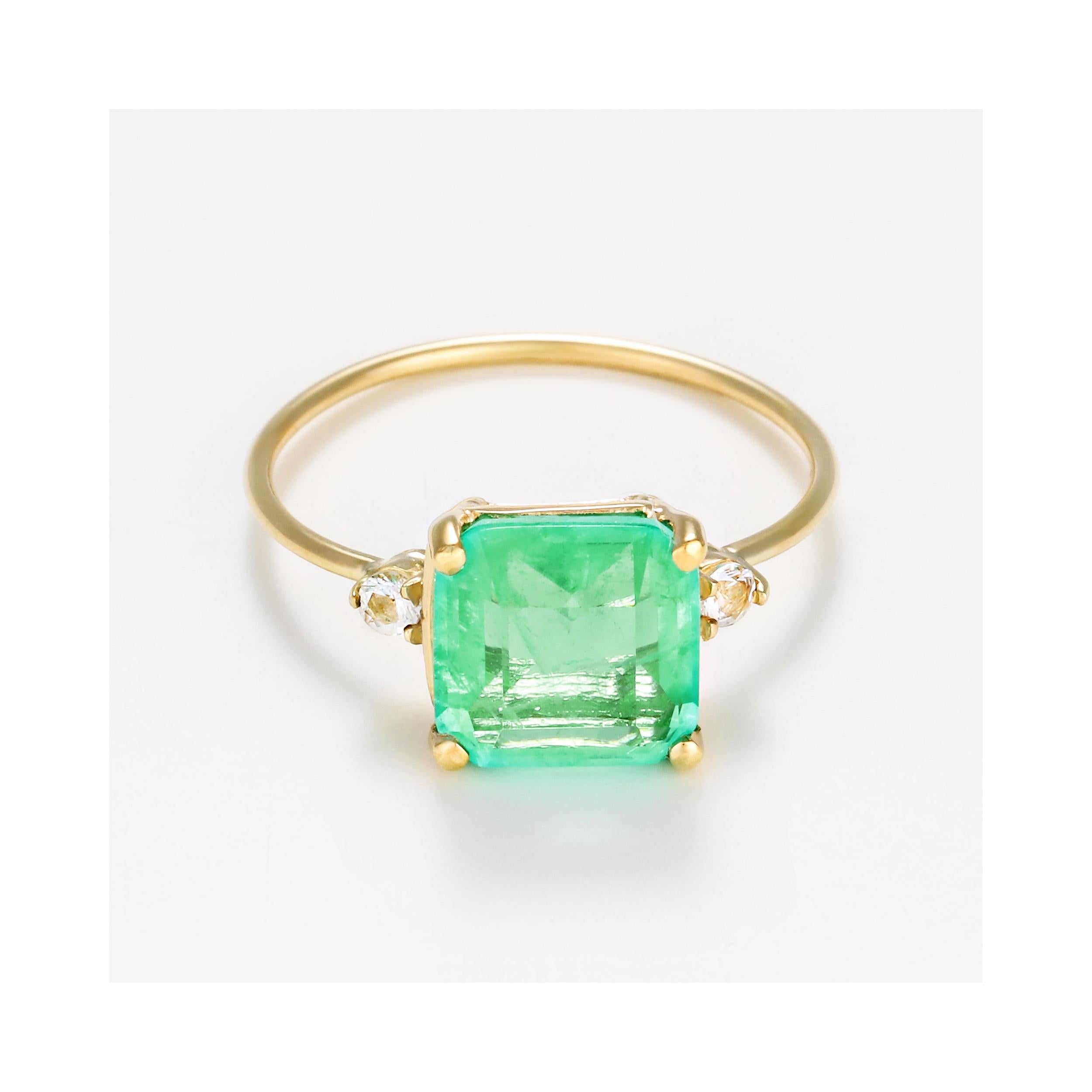 Ring "Hope 0.5Ct/1" Topaz 375/1000 Yellow Gold And Quartz/Topaz