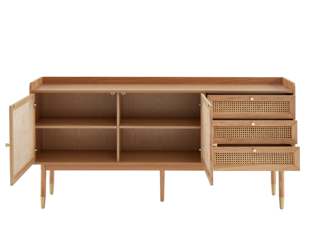 Leon - Buffet - Oak And Rattan Canework