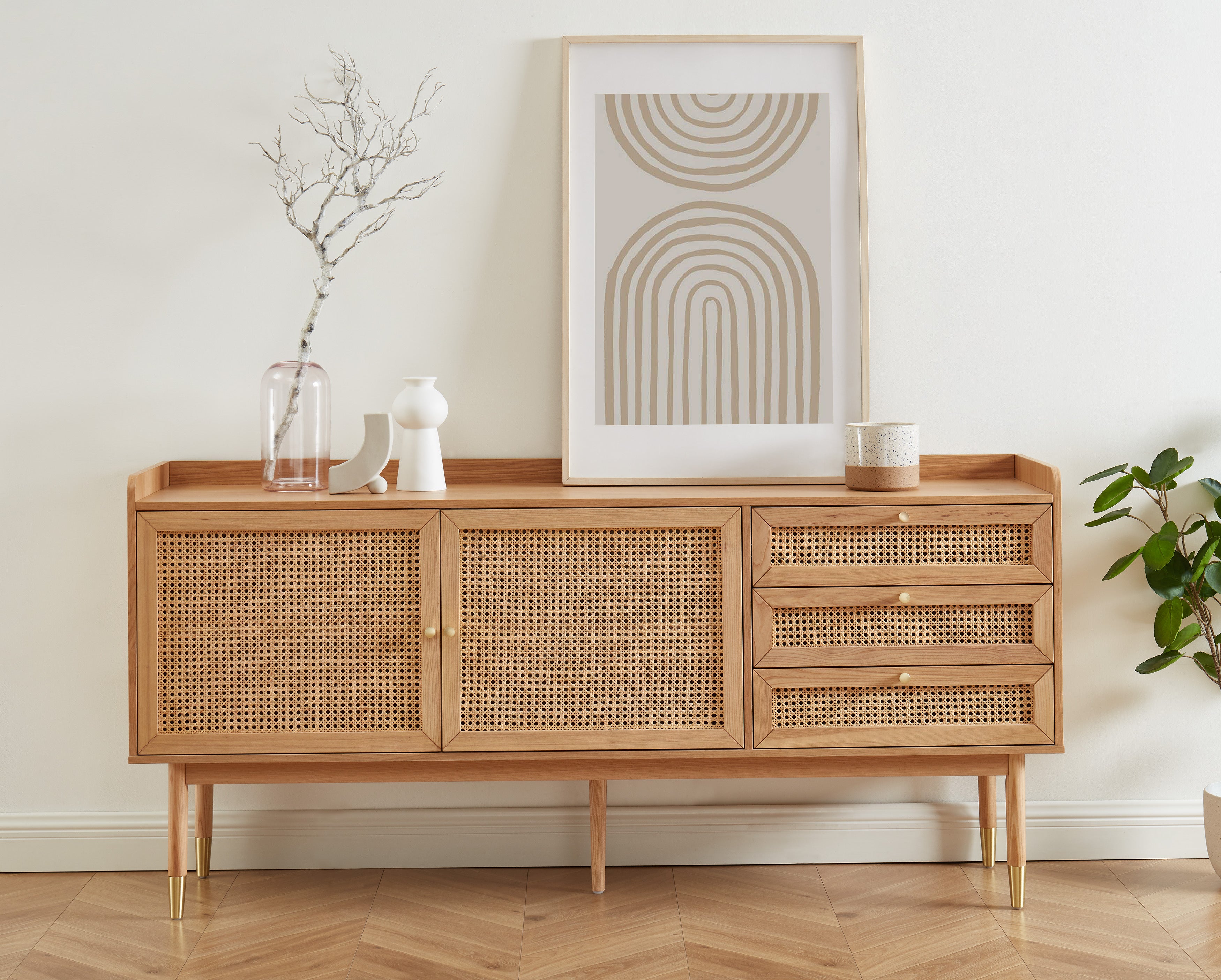 Leon - Buffet - Oak And Rattan Canework