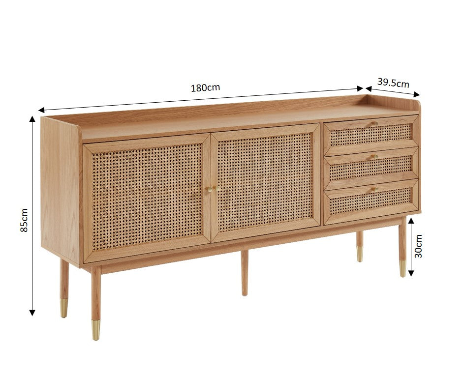 Leon - Buffet - Oak And Rattan Canework