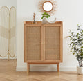 Leon - Sideboard - Oak Veneer And Rattan Canework
