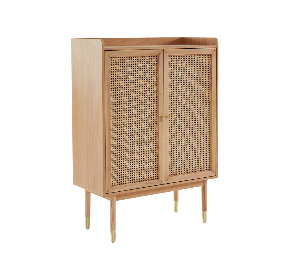 Leon - Sideboard - Oak Veneer And Rattan Canework