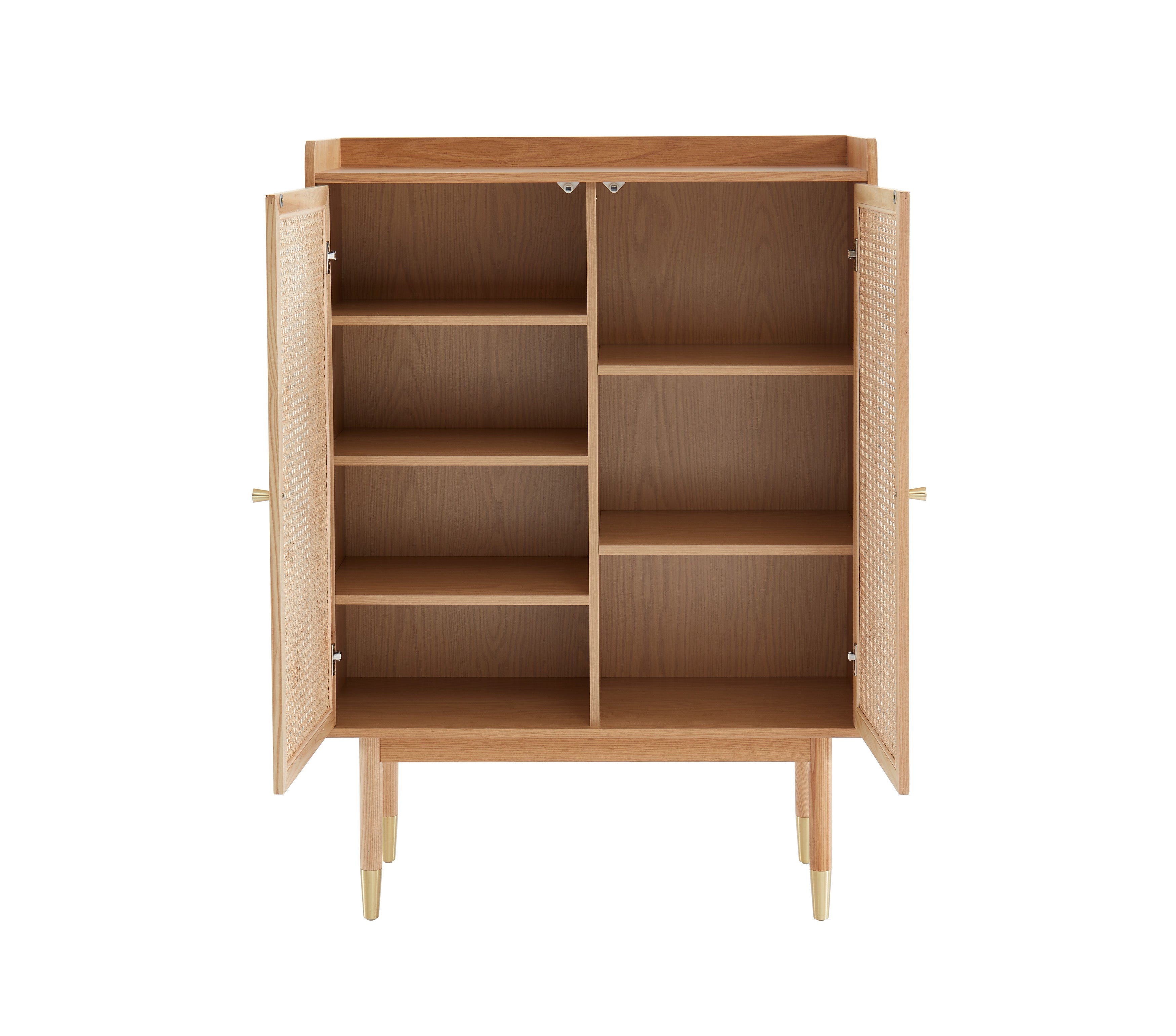 Leon - Sideboard - Oak Veneer And Rattan Canework