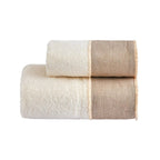 Ensemble De Serviettes De Toilette Et D'Invités Nicol En Éponge De Coton 430 G Avec Volant En Lin Et Coton - Ivoire