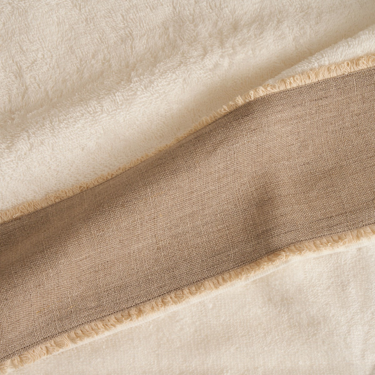 Ensemble De Serviettes De Toilette Et D'Invités Nicol En Éponge De Coton 430 G Avec Volant En Lin Et Coton - Ivoire