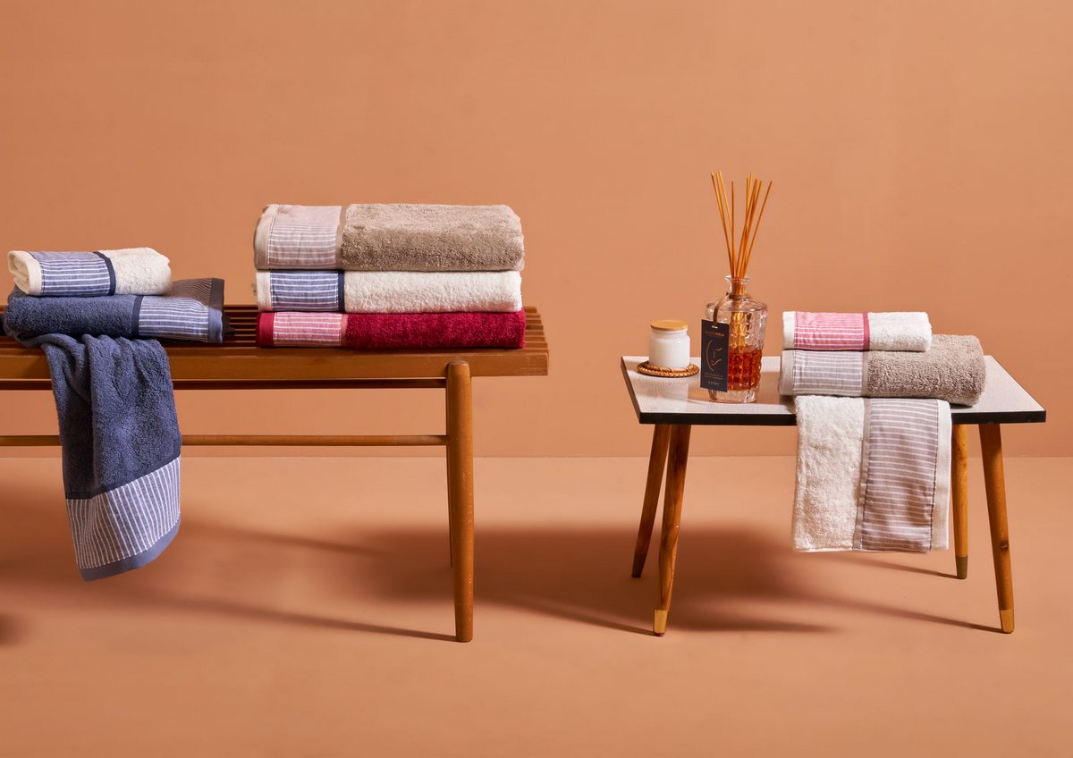Conjunto De Toallas De Baño Y De Invitados Castellina - Marfil/Denim