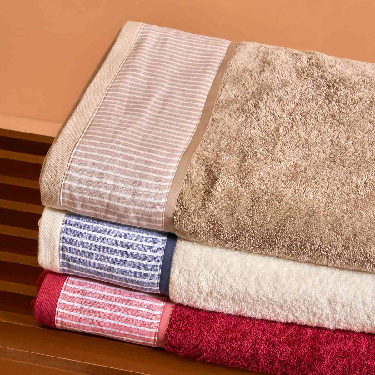 Conjunto De Toallas De Baño Y De Invitados Castellina - Marfil/Denim