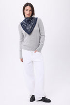 Petit Bandana Butterfly - Bleu Marine - Femme - 100% Cachemire