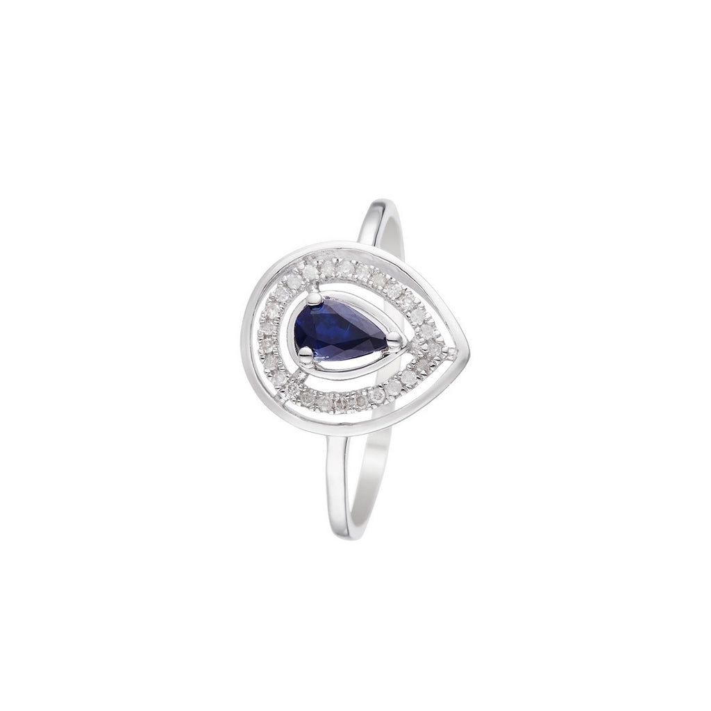 Anillo “Océane” Diamantes 0.09/29 y Zafiro 0.30/1 – Oro blanco 375/1000