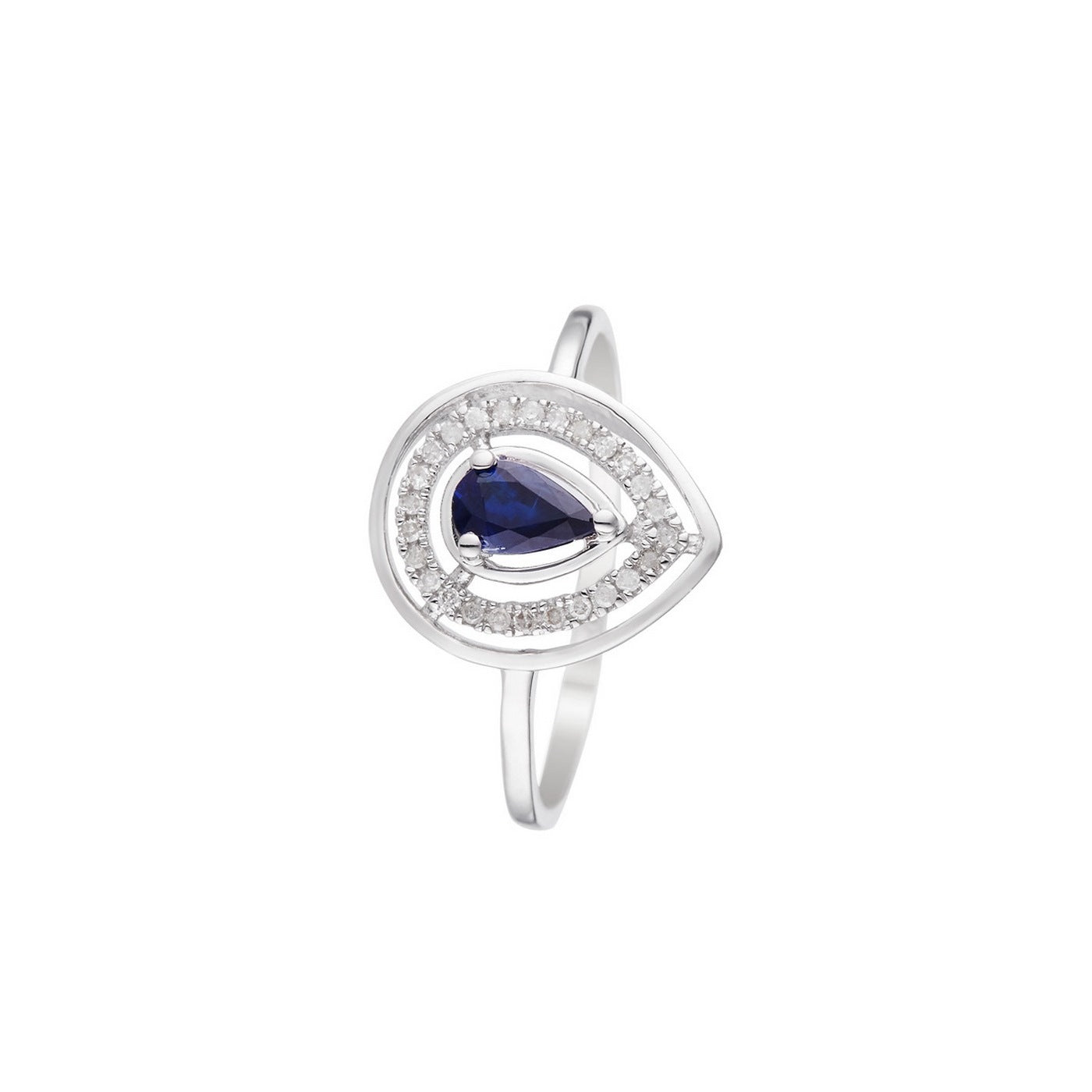 Anillo “Océane” Diamantes 0.09/29 y Zafiro 0.30/1 – Oro blanco 375/1000