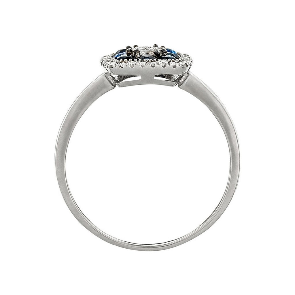 Ring "Volga" D0,03/8 & Safir 0,58/8 - 9 karat hvidguld (375/1000)