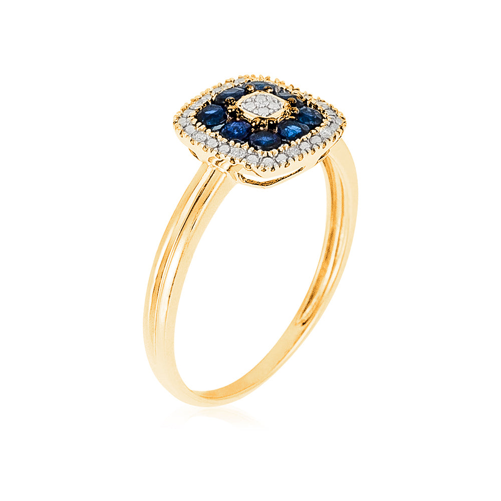 Anillo "Volga" Diamantes 0.03/8 y Zafiro 0.58/8 - Oro amarillo 375/1000