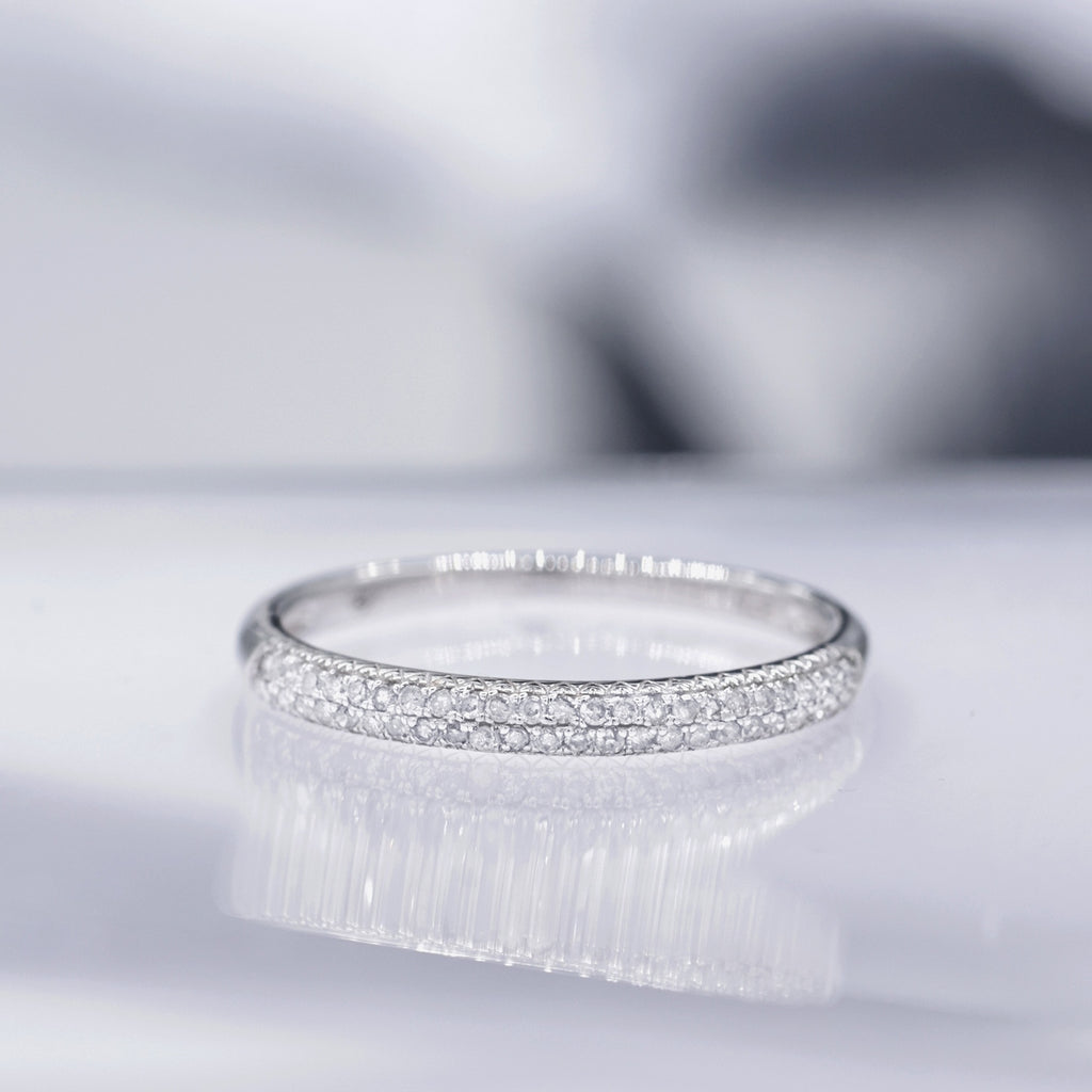 Bague "Alliance Foch" Diamants 0,15/50 - Or Blanc 375/1000