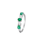 Anillo "Abaya" Diamantes 0.03/6 y Esmeraldas 0.60/3 - Oro blanco 375/1000