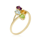 Anillo “Bornéo” Amatista 0.18/1, Topacio Azul 0.24/1, Citrino 0.18/1 y Peridoto - Oro amarillo 375/1000