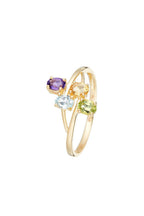 Anillo “Borneo” Amatista 0.18/1, Topacio Azul 0.24/1, Citrino 0.18/1 Y Peridoto