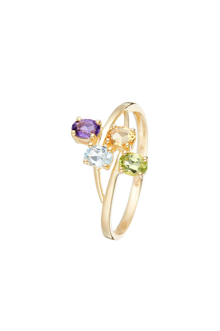 Anillo “Borneo” Amatista 0.18/1, Topacio Azul 0.24/1, Citrino 0.18/1 Y Peridoto