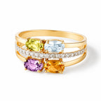 Bague "Cayuga" Diamants 0,1/20 + Peridot, Topaze, Amethyste Et Citrine1,07/4