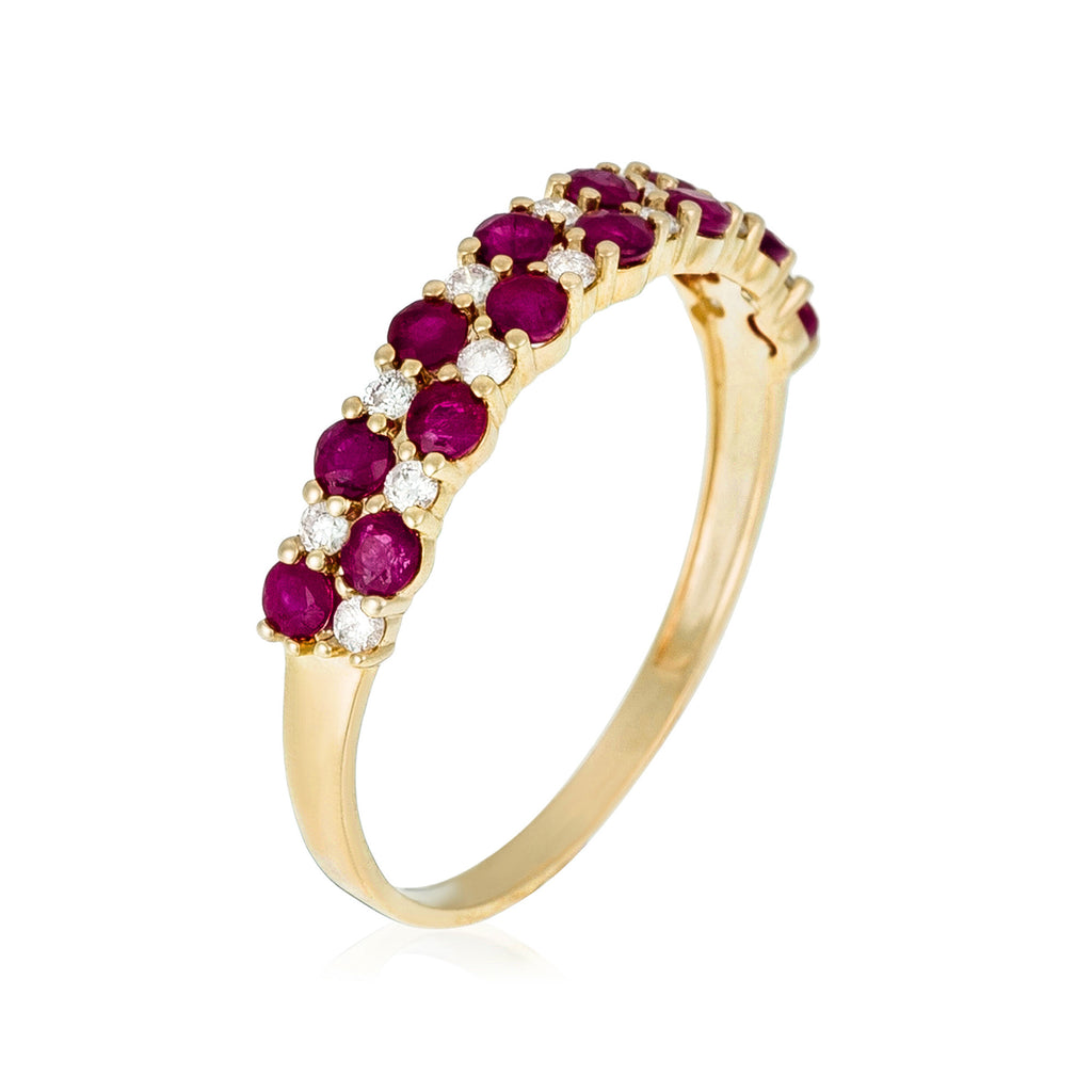 Bague "Princesse Grace" Diamants 0,21/14 + Rubis 1,4/14