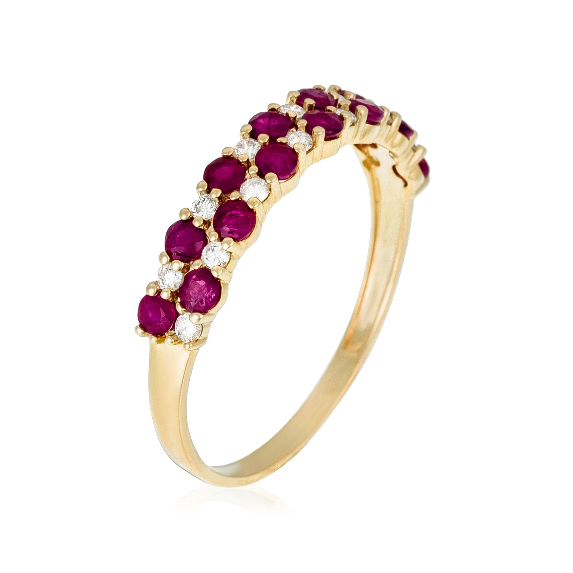 Bague "Princesse Grace" Diamants 0,21/14 + Rubis 1,4/14