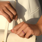 Bague "Princesse Grace" Diamants 0,21/14 + Rubis 1,4/14