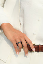 Anillo "Princess Grace" Diamantes 0.21/14 + Zafiros 1.4/14 - Oro blanco 375/1000