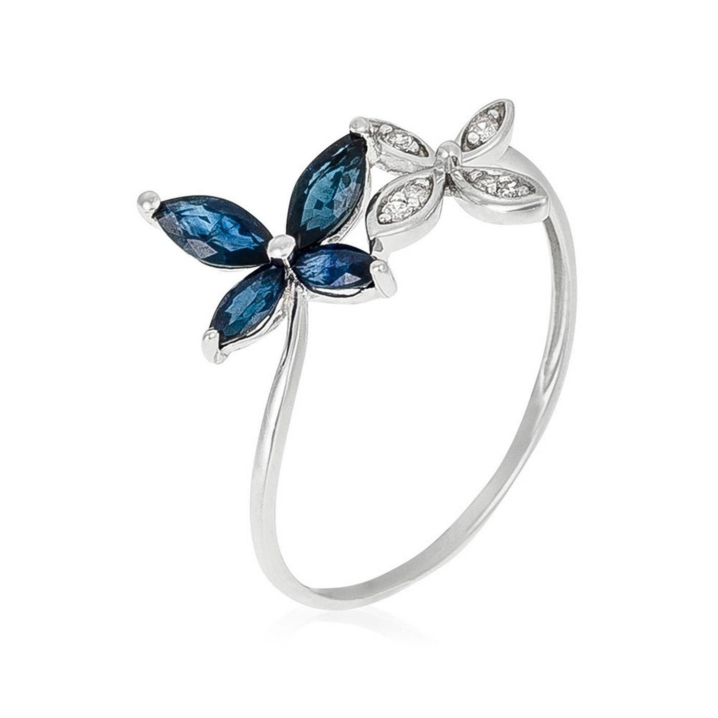 "Héméra" Ring D0.03/6 & Sapphire 0.69/4 - 375/1000 White Gold