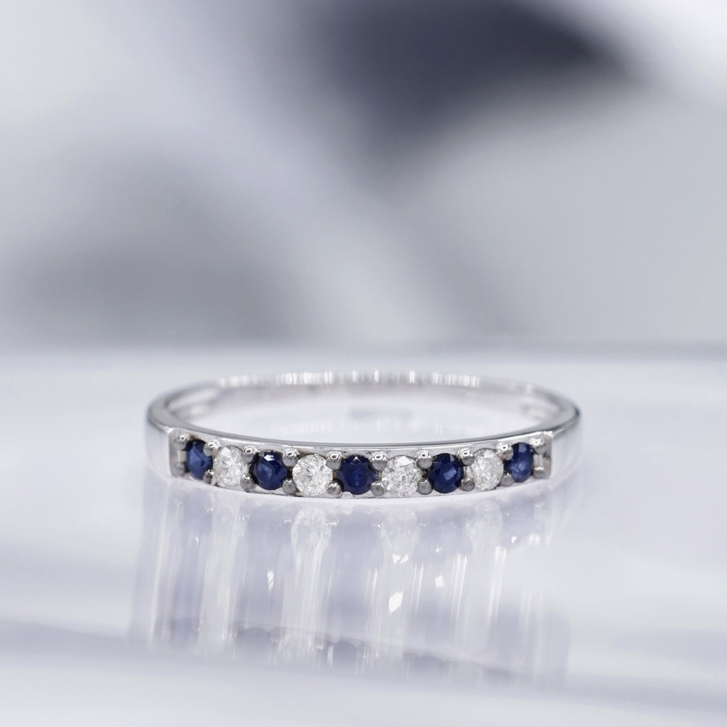 "Seoul" Ring Diamonds 0.11/4 & Sapphire 0.25/5 - 375/1000 White Gold