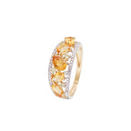 Anillo "Olivinos" D0.05/16 & Peridoto 0.14/6 & Citrino 1.30/5 - Oro Amarillo 375/1000