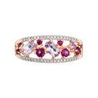 "Amore" Ring 0.12/36, Rhodolite Garnet 0.37/8 And Pink Amethyst 0.53/3 - 375/1000 Rose Gold