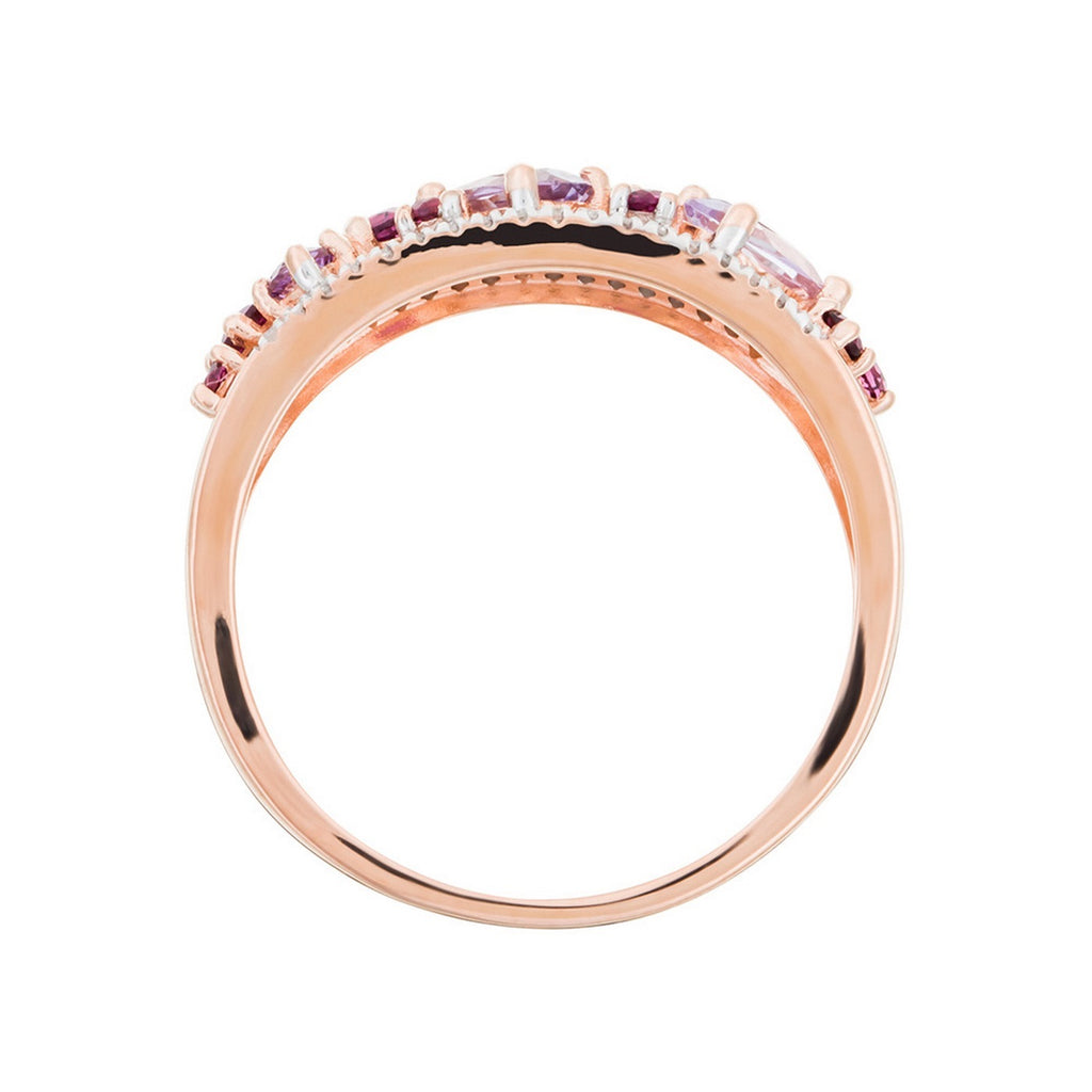 "Amore" Ring 0.12/36, Rhodolite Garnet 0.37/8 And Pink Amethyst 0.53/3 - 375/1000 Rose Gold
