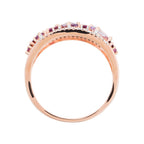 "Amore" Ring 0.12/36, Rhodolite Garnet 0.37/8 And Pink Amethyst 0.53/3 - 375/1000 Rose Gold