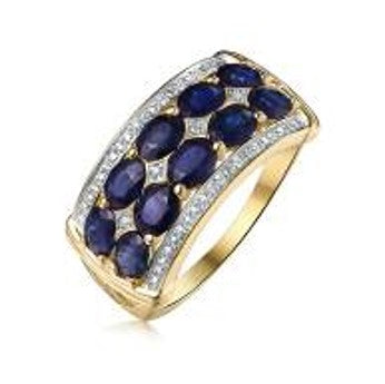 Bague "Hanoï" Diamants 0,09/24 & Spahir 2,5/10 - Or Jaune 375/1000