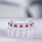 Bague "Koh Samui" Diamants 0,09/6 & Rubis 0,39/7 - Or Blanc 375/1000